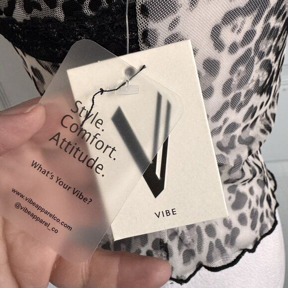 Vibe Women medium Camisole Baby Doll Mesh Lace Retro Y2K Style Leopard Print - Picture 2 of 5